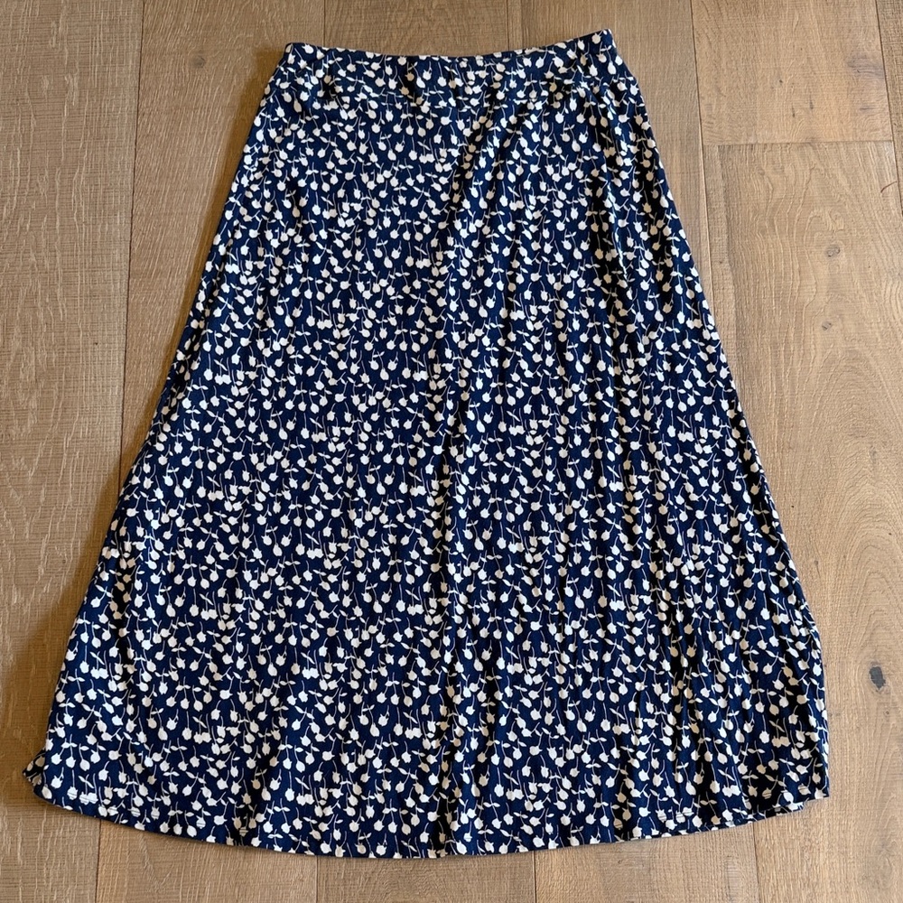 Talbots Navy and White A-Line Skirt